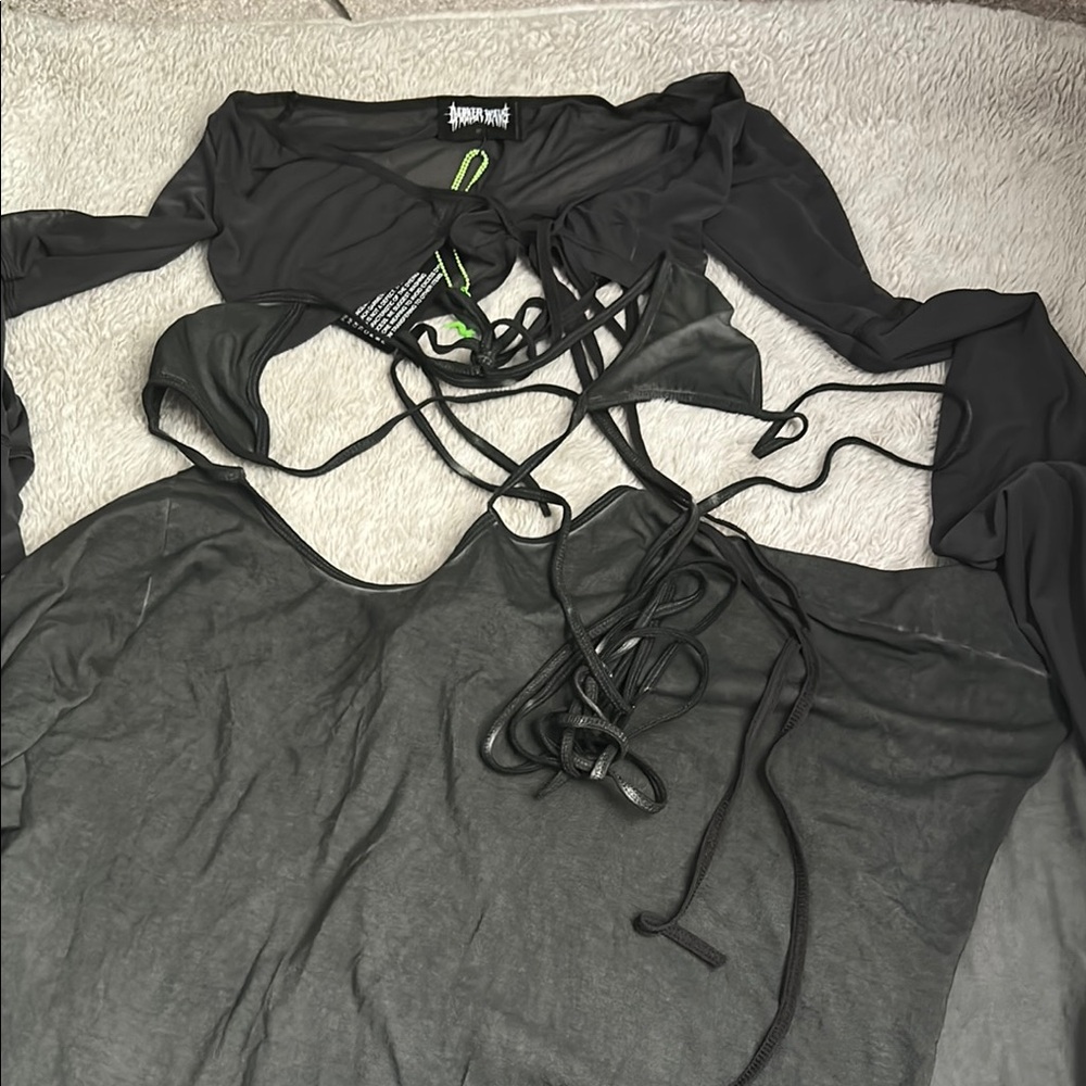 Black Sheer Long Sleeve Top